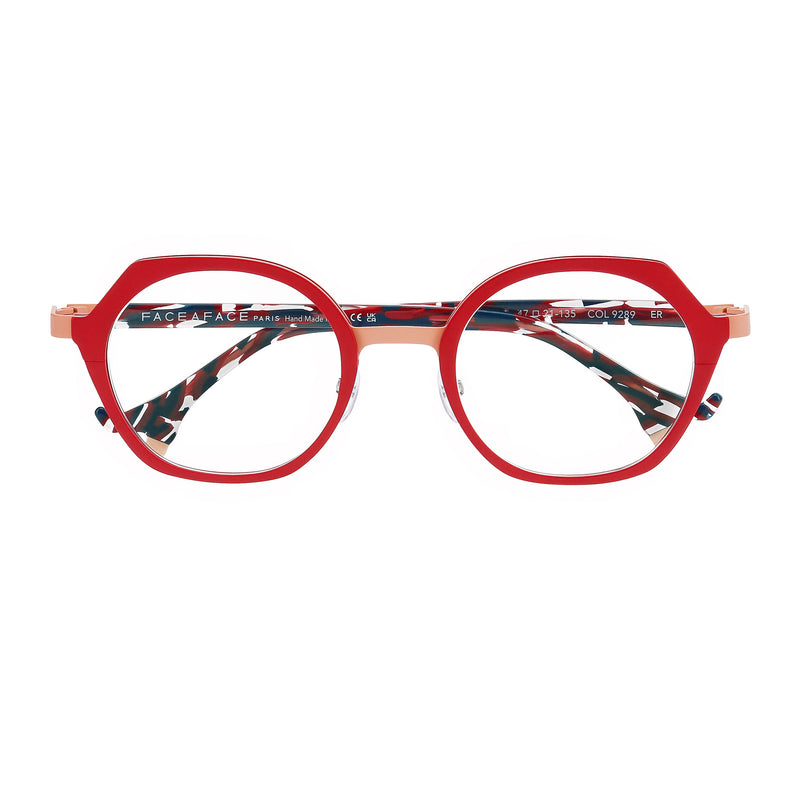 Face A Face - Bocca Sydney 1 - 9289 - Red / Gold - Titanium - Metal - Rounded - Eyeglasses