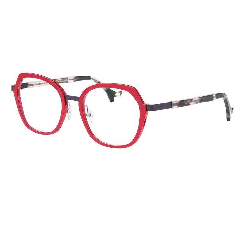 Face A Face - Bocca Sydney 2 - 9332 - Red / Black - Rounded - Rectangle - Metal - Titanium - Eyeglasses