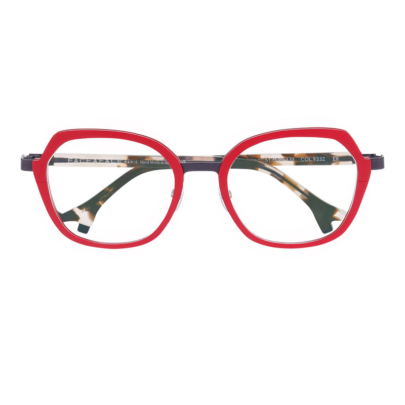 Face A Face - Bocca Sydney 2 - 9332 - Red / Black - Rounded - Rectangle - Metal - Titanium - Eyeglasses