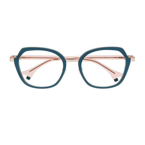 Face A Face - Bocca Sydney 2 - 9711 - Teal / Gold - Rounded - Rectangle - Metal - Titanium - Eyeglasses