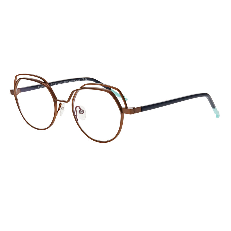 Face A Face - Calder 1 - 9010 - Bronze / Navy / Pale Cyan - Round - Rounded - Metal - Eyeglasses