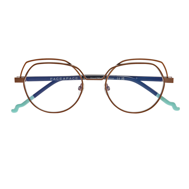 Face A Face - Calder 1 - 9010 - Bronze / Navy / Pale Cyan - Round - Rounded - Metal - Eyeglasses