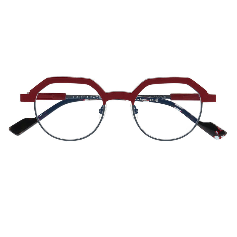 Face A Face - Factory 1 - 0028 - Burgundy / Gunmetal - Crown-Panto - Round - Metal - Titanium - Eyeglasses