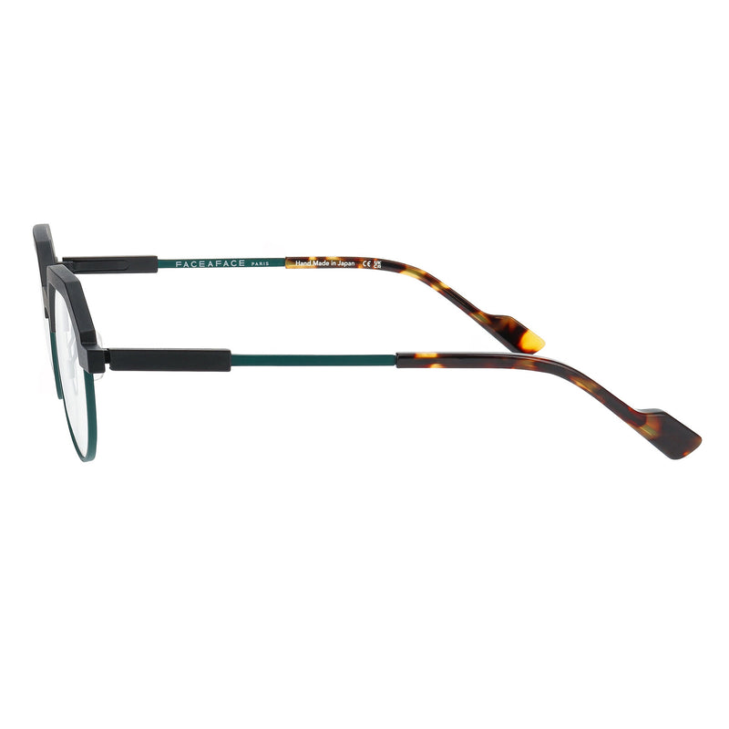 Face A Face - Factory 1 - TM01 - Matte Black / Green - Crown-Panto - Round - Metal - Titanium - Eyeglasses