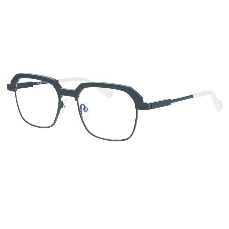 Face A Face - Factory 2 - 9652 - Gunmetal / White - Rectangle - Metal - Titanium - Eyeglasses