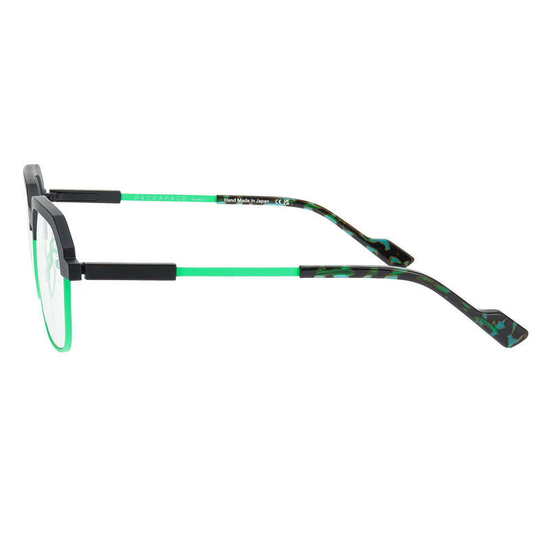 Face A Face - Factory 2 - TM01 - Matte Black / Neon Green - Rectangle - Metal - Titanium - Eyeglasses
