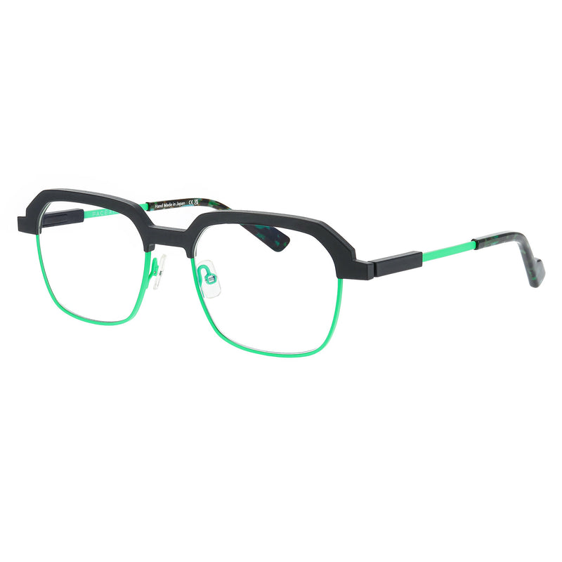 Face A Face - Factory 2 - TM01 - Matte Black / Neon Green - Rectangle - Metal - Titanium - Eyeglasses