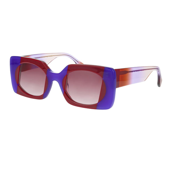 Face A Face - Flare 1 - 8761 - Red / Blue / Blush-Gradient Tinted Lenses - Rectangle - Bold - Acetate - Plastic - Sunglasses