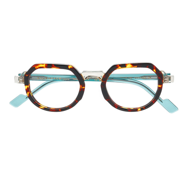 Face A Face - Flicker 1 - 6320 - Havana / Crystal / Teal - Round - Rectangle - Plastic - Acetate - Eyeglasses