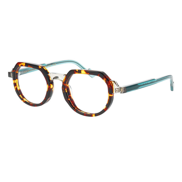 Face A Face - Flicker 1 - 6320 - Havana / Crystal / Teal - Round - Rectangle - Plastic - Acetate - Eyeglasses
