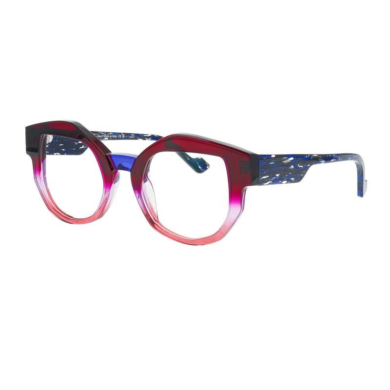 Face A Face - Framed 1 - 4595 - Ruby-Pink / Blue - Rounded Rectangle - Plastic - Acetate - Eyeglasses