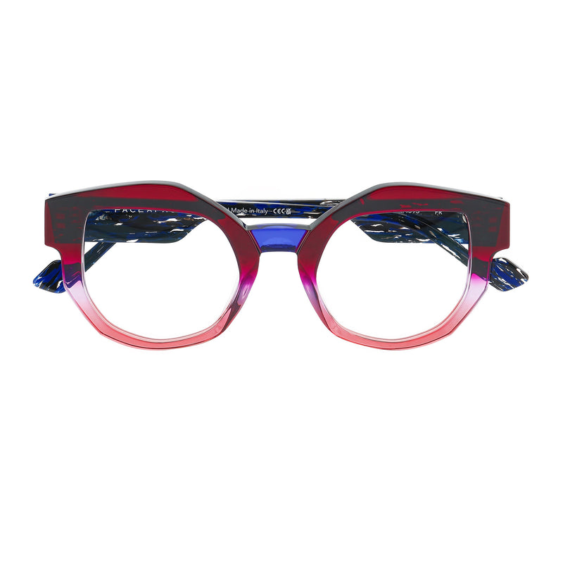 Face A Face - Framed 1 - 4595 - Ruby-Pink / Blue - Rounded Rectangle - Plastic - Acetate - Eyeglasses