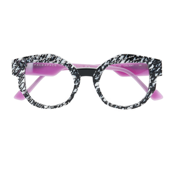 Face A Face - Framed 1 - 5041 - Zebra / Fuchsia - Rounded Rectangle - Plastic - Acetate - Eyeglasses