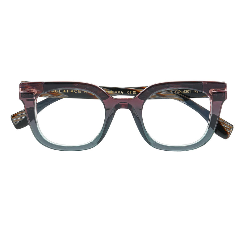 Face A Face - Friday 1 - 6201 - Crystal Grey / Pink / Horn - Rectangle - Acetate - Plastic - Eyeglasses