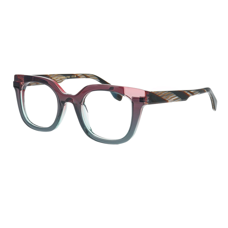 Face A Face - Friday 1 - 6201 - Crystal Grey / Pink / Horn - Rectangle - Acetate - Plastic - Eyeglasses
