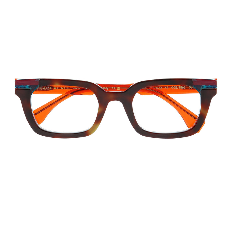 Face A Face - Friday 3 - 1865 - Havana / Teal / Burnt Orange - Rectangle - Plastic - Acetate - Eyeglasses