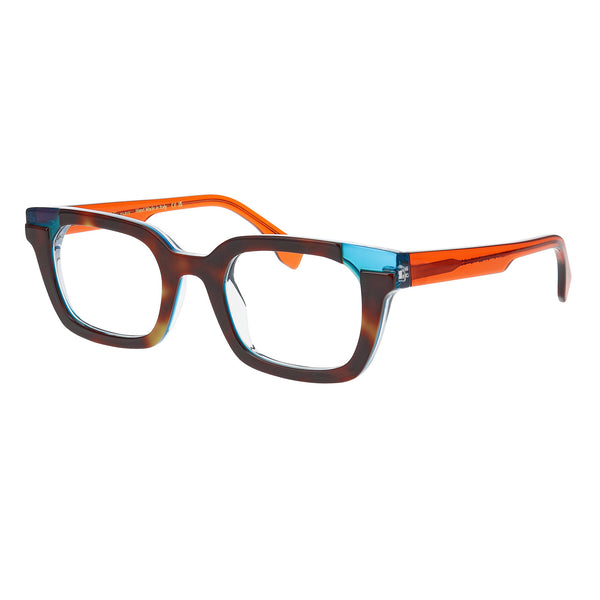 Face A Face - Friday 3 - 1865 - Havana / Teal / Burnt Orange - Rectangle - Plastic - Acetate - Eyeglasses