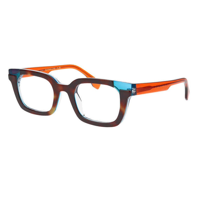 Face A Face - Friday 3 - 1865 - Havana / Teal / Burnt Orange - Rectangle - Plastic - Acetate - Eyeglasses