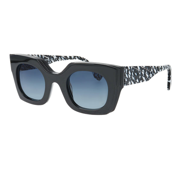 Face A Face - Glitch 1 - 100 - Black / Zebra / Grey-Gradient Tinted Lenses - Rectangle - Butterfly - Zyl - Acetate - Sunglasses