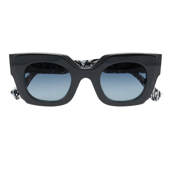 Face A Face - Glitch 1 - 100 - Black / Zebra / Grey-Gradient Tinted Lenses - Rectangle - Butterfly - Zyl - Acetate - Sunglasses