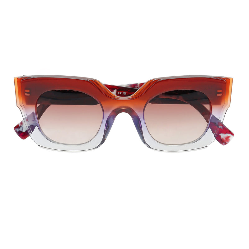 Face A Face - Glitch 1 - 4171 - Brown Fade / Red-Purple-White / Brown-Gradient Tinted Lenses - Rectangle - Butterfly - Zyl - Acetate - Sunglasses