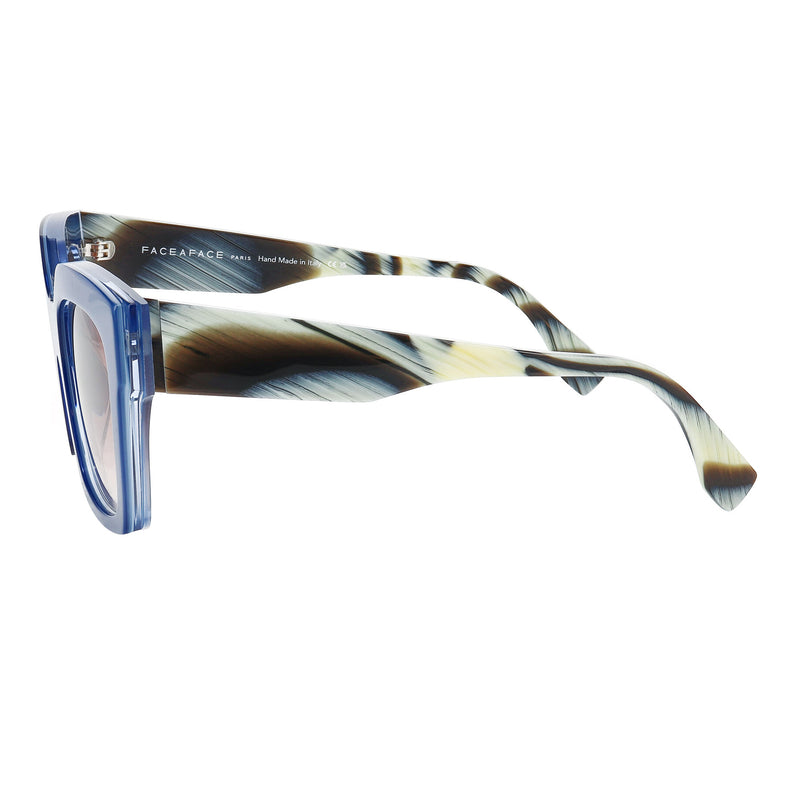 Face A Face - Glitch 2 - 4251 - Blue - Horn-Pattern / Gradient-Brown Tinted Lenses - Rectangle - Butterfly - Zyl - Acetate - Plastic - Sunglasses