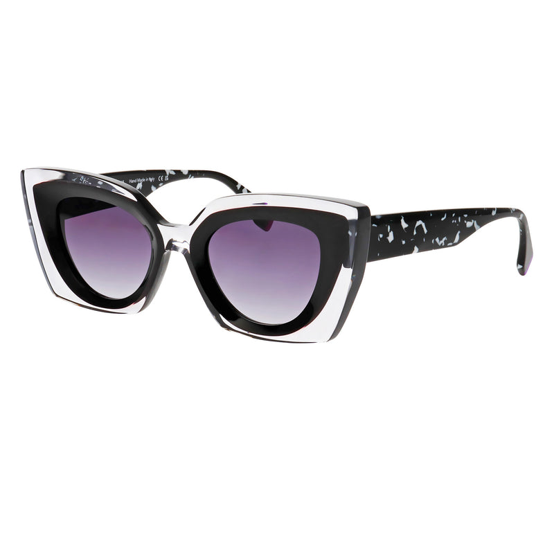 Face A Face - Halos 1 - 100 - Crystal / Black / Gradient-Grey Tinted Lenses - Cat-eye - Cateye - Butterfly - Rectangle - Sunglasses - Plastic - Acetate