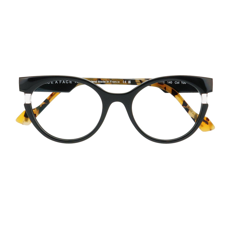 Face A Face - Haori 1 - 100 - Black / Safari - Rounded - Plastic - Acetate - Eyeglasses