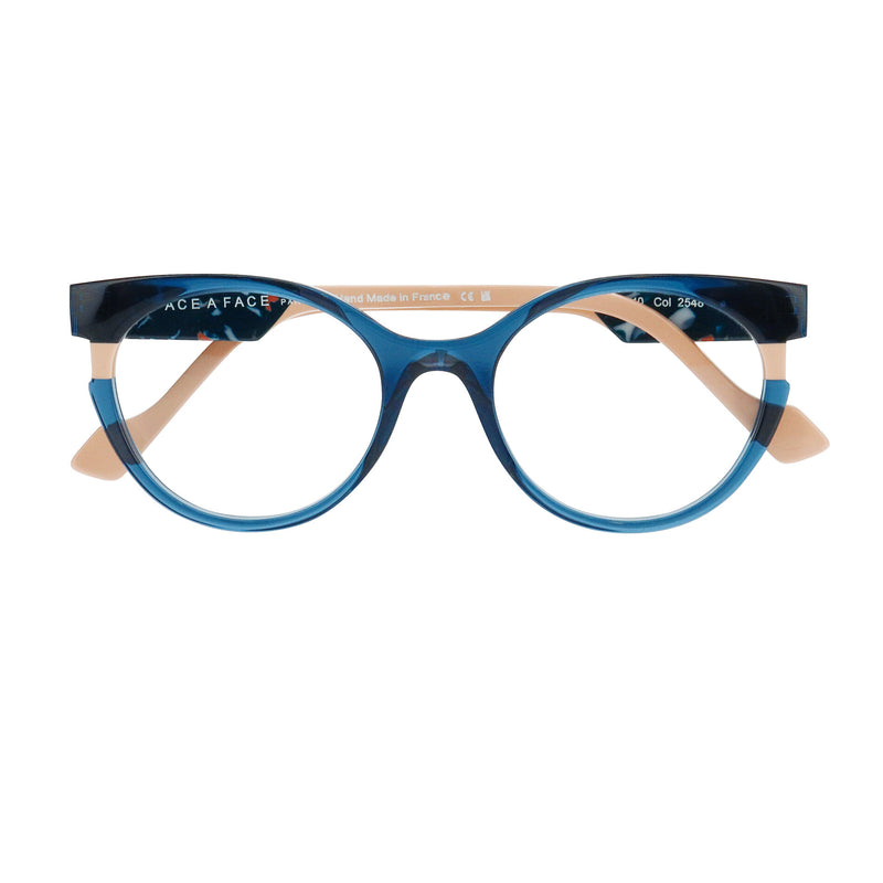 Face A Face - Haori 1 - 2548 - Blue Crystal / Pale Pink - Rounded - Plastic - Acetate - Eyeglasses