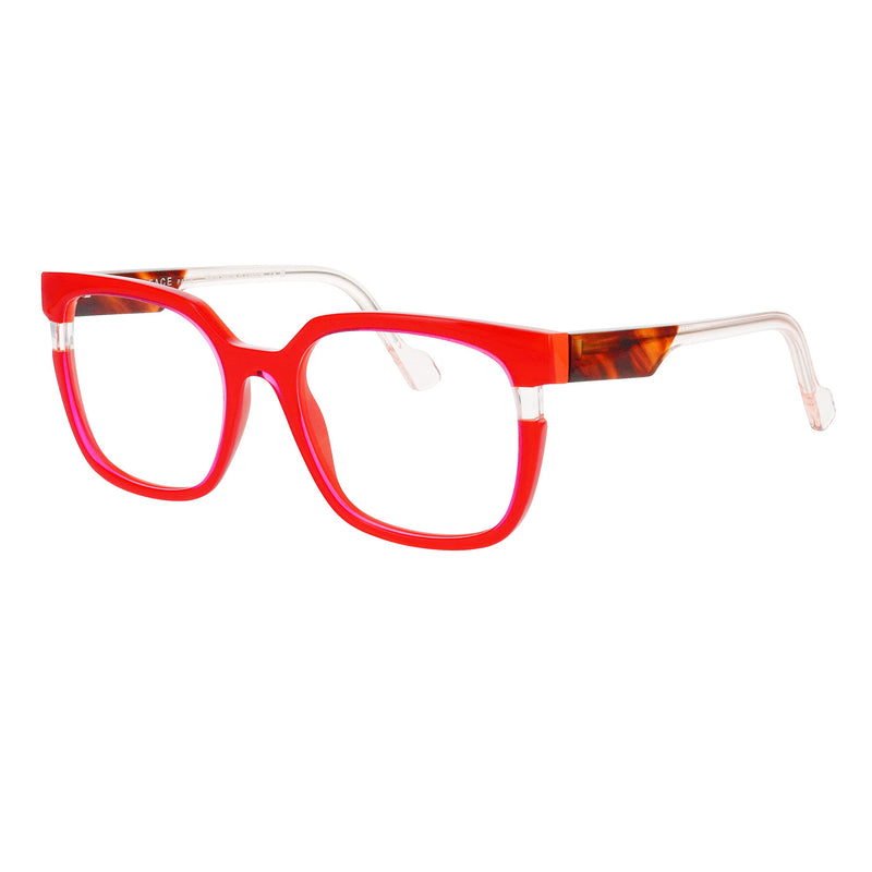 Face A Face - Haori 2 - 0656 - Red / Havana / Crystal - Rectangle - Plastic - Acetate - Eyeglasses