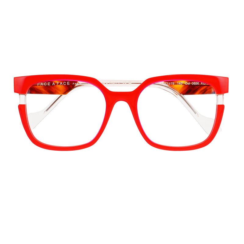 Face A Face - Haori 2 - 0656 - Red / Havana / Crystal - Rectangle - Plastic - Acetate - Eyeglasses