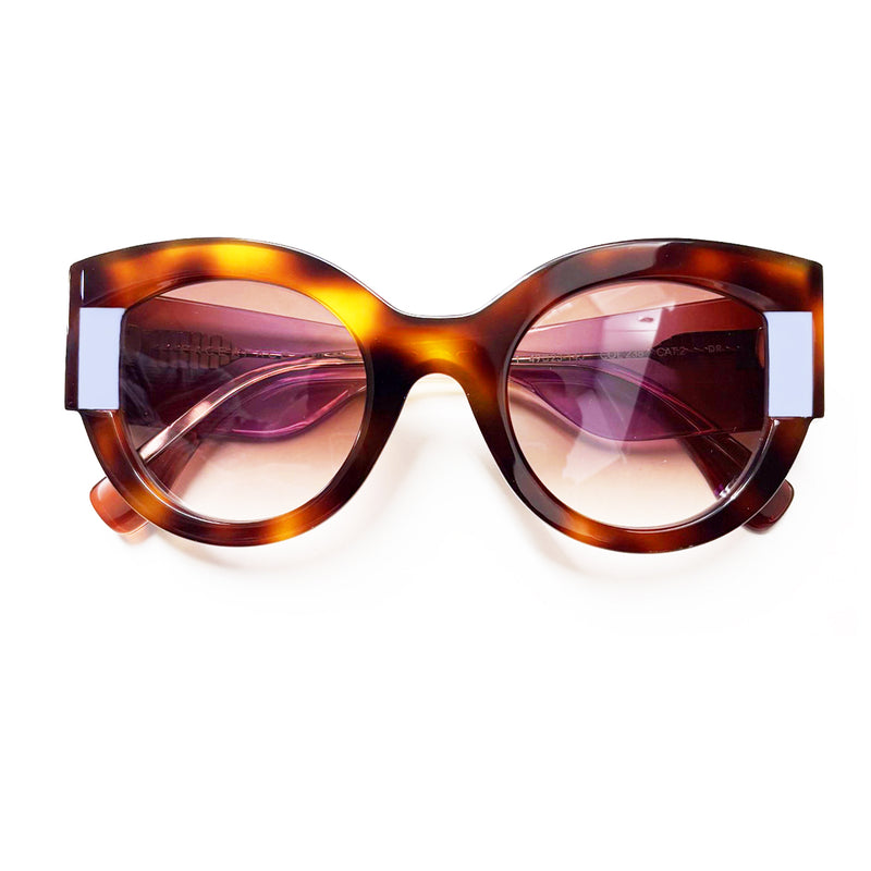 Face A Face - Kakemo 1 - 238 - Havana / Lavender / Brown-Gradient Tinted Lenses - Rounded - Butterfly - Sunglasses - Plastic