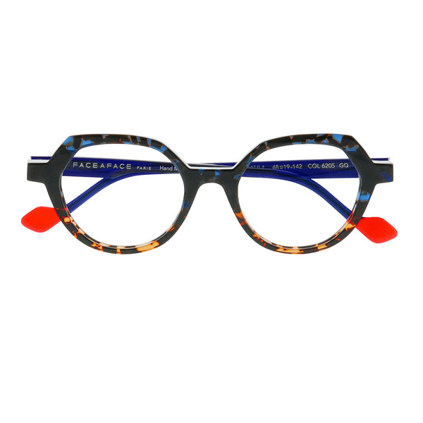 Face A Face - Kanji 1 - 6205 - Blue-Brown Tort - Round - Plastic - Acetate - Eyeglasses