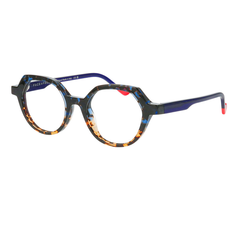 Face A Face - Kanji 1 - 6205 - Blue-Brown Tort - Round - Plastic - Acetate - Eyeglasses