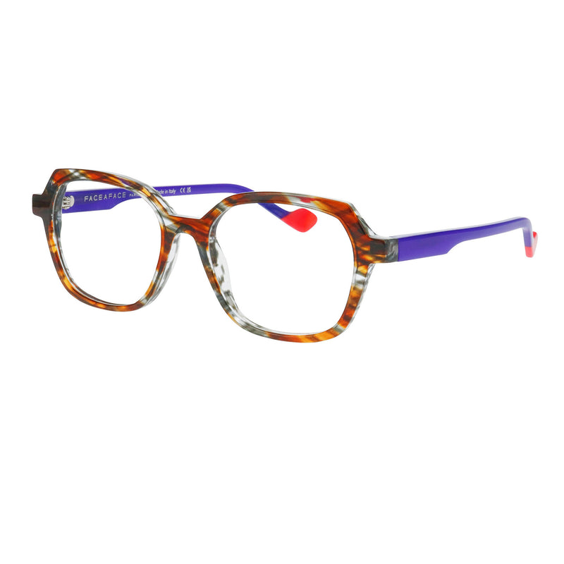 Face A Face - Kanji 2 - 2278 - Amber Tort / Blue - Rectangle - Acetate - Plastic - Eyeglasses