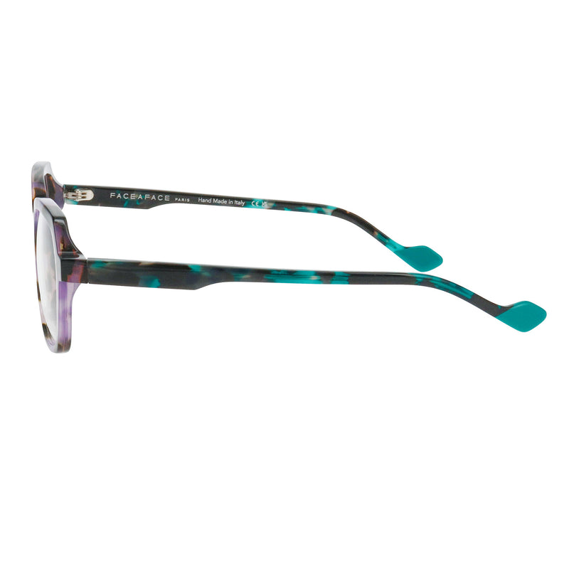 Face A Face - Kanji 2 - 6611 - Purple Tort / Teal - Rectangle - Acetate - Plastic - Eyeglasses