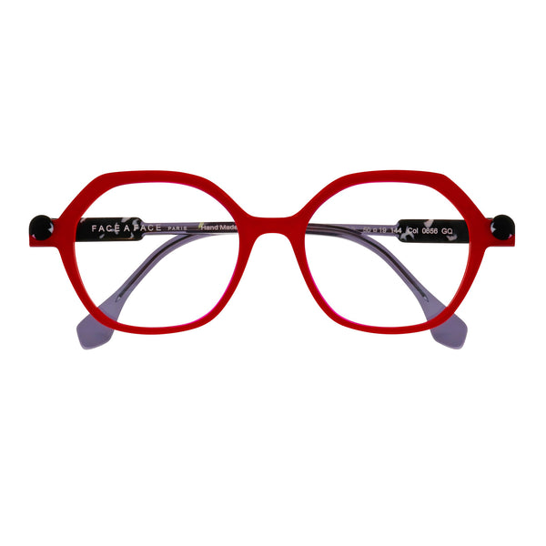 Face A Face - Kyoto 2 - 0656 - Red / Black / White - Rounded Rectangle - Rectangle - Plastic - Acetate - Eyeglasses