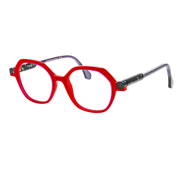 Face A Face - Kyoto 2 - 0656 - Red / Black / White - Rounded Rectangle - Rectangle - Plastic - Acetate - Eyeglasses