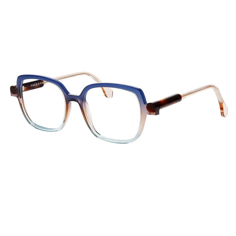Face A Face - Kyoto 3 - 4176 - Blue / Brown / Crystal - Rectangle - Eyeglasses - Plastic