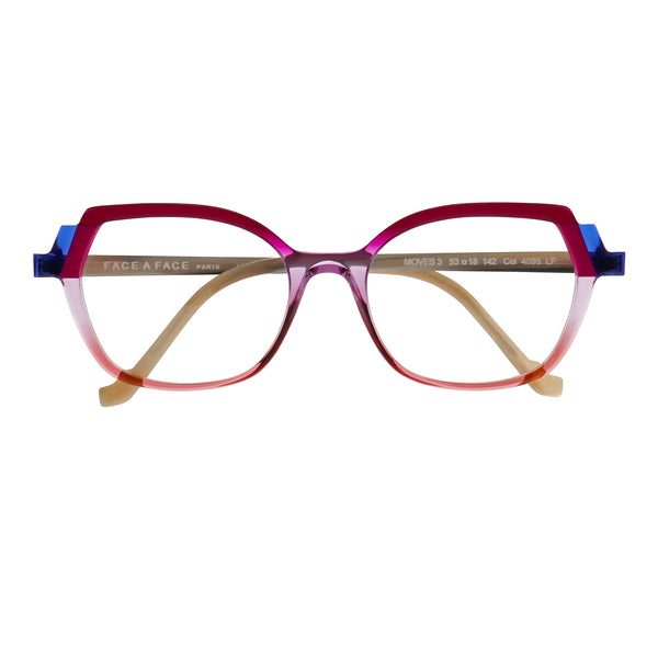Face A Face - Moves 3 - 4595 - Purple / Pink / Blue - Rectangle - Zyl Acetate - Plastic - Eyeglasses