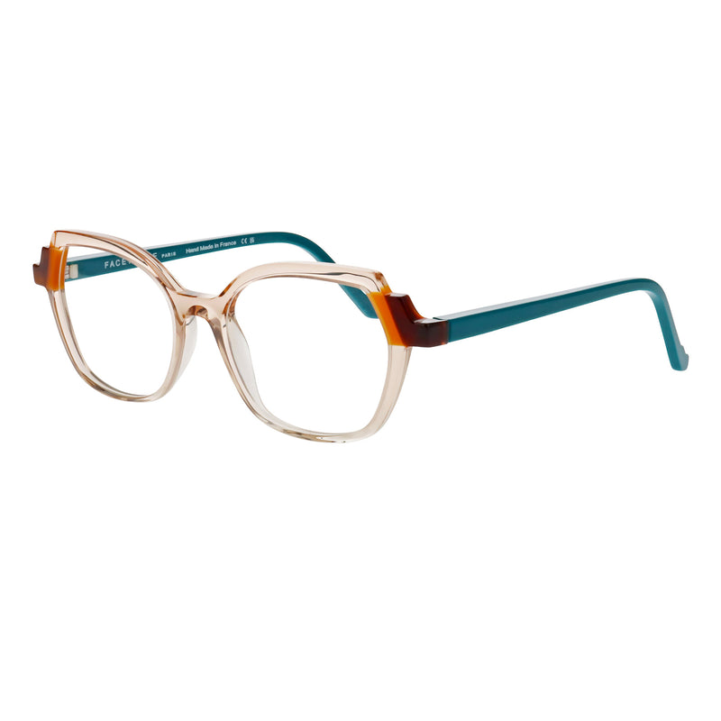 Face A Face - Moves 3 - 8003 - Champagne / Amber / Teal - Rectangle - Zyl Acetate - Plastic - Eyeglasses