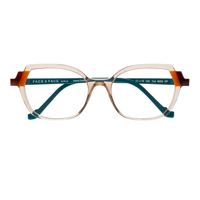 Face A Face - Moves 3 - 8003 - Champagne / Amber / Teal - Rectangle - Zyl Acetate - Plastic - Eyeglasses