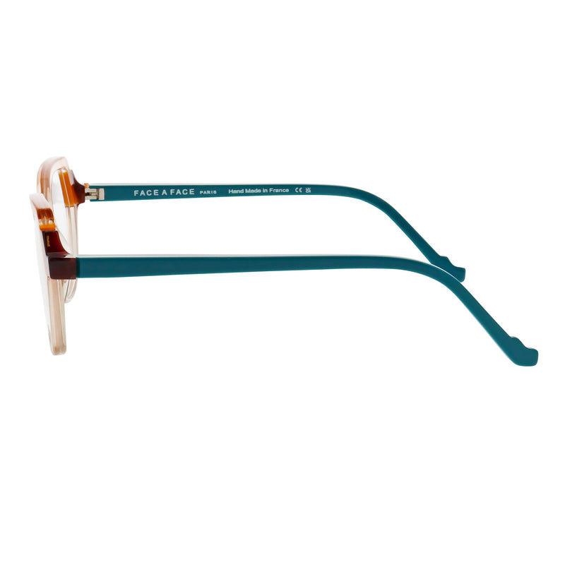 Face A Face - Moves 3 - 8003 - Champagne / Amber / Teal - Rectangle - Zyl Acetate - Plastic - Eyeglasses