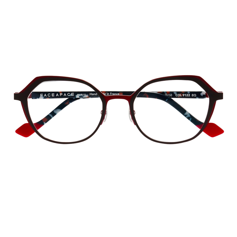 Face A Face - Nendo 3 - 9122 - Dark Chocolate / Cardinal Red - Rectangle - Cat-eye - Metal - Eyeglasses