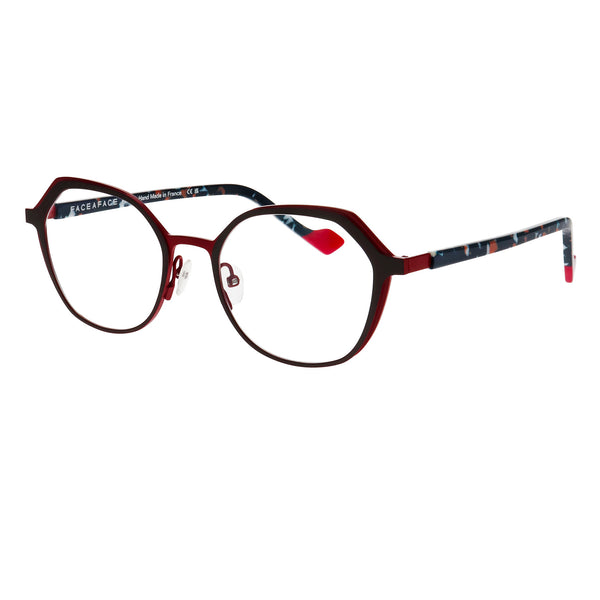 Face A Face - Nendo 3 - 9122 - Dark Chocolate / Cardinal Red - Rectangle - Cat-eye - Metal - Eyeglasses