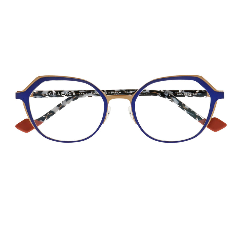 Face A Face - Nendo 3 - 9620 - Blue / Gold / Zebra - Titanium - Rectangle - Eyeglasses