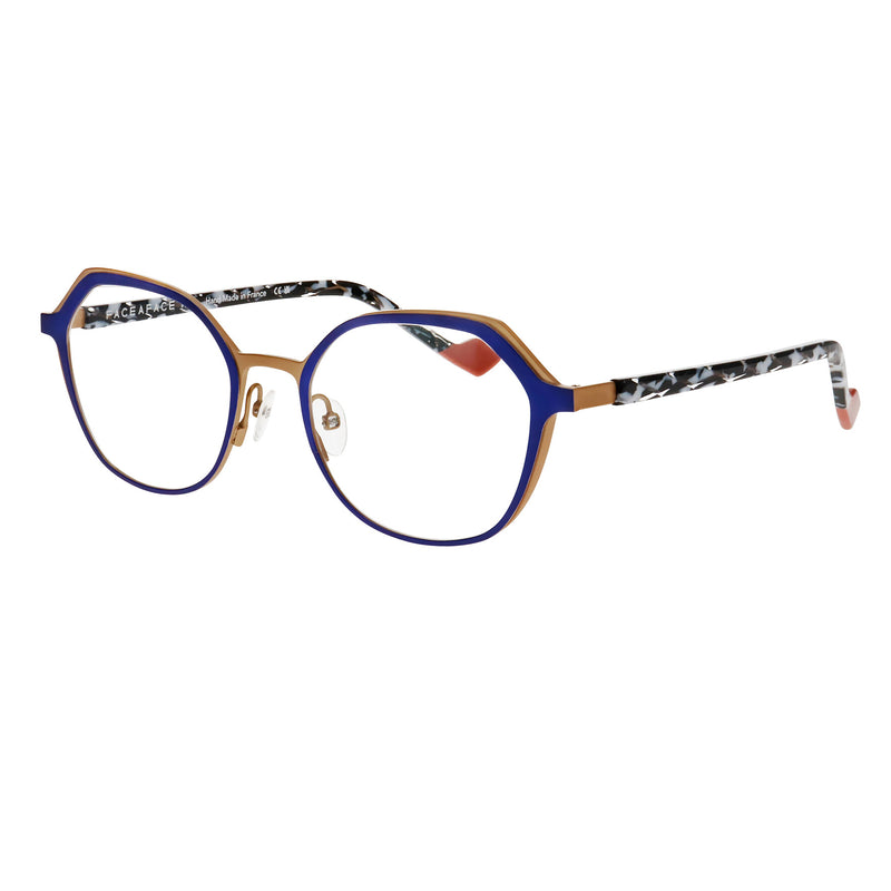 Face A Face - Nendo 3 - 9620 - Blue / Gold / Zebra - Titanium - Rectangle - Eyeglasses