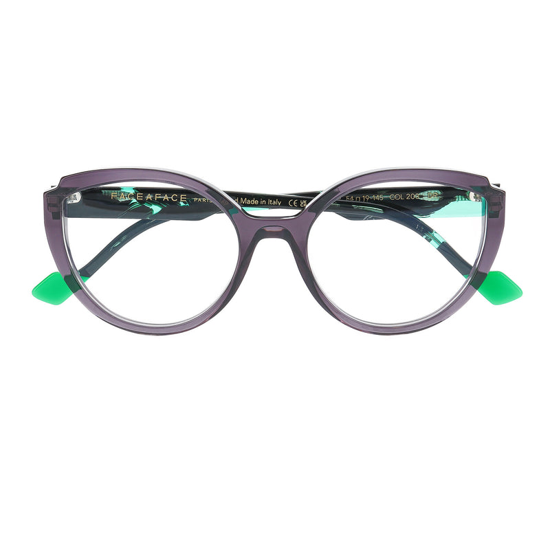 Face A Face - Nooks 2 - 203 - Purple / Green - Rounded Cat-eye - Cateye - Plastic - Acetate - Eyeglasses