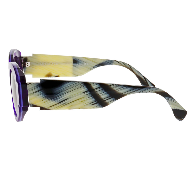 Face A Face - Notchi 1 - 1471 - Purple / Black / Cream / Gradient-Grey Tinted Lenses - Rounded Rectangle - Rectangle - Plastic - Sunglasses - Gradient Tinted Lenses