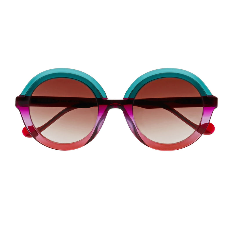 Face A Face - Novva 2 - 2045 - Aqua / Purple / Brown-Gradient Tinted Lenses - Round - Plastic - Sunglasses